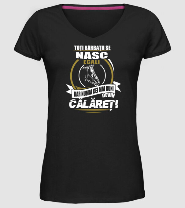 Toți bărbații se nasc egali călăreți model negru pe tricou