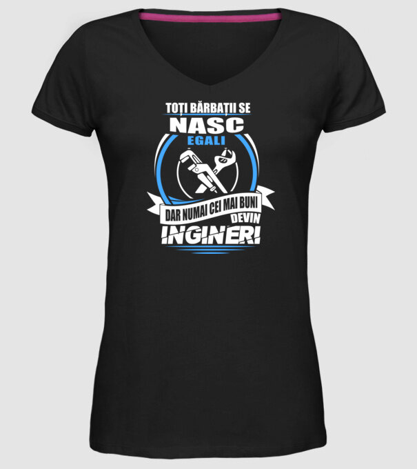 Toți bărbații se nasc egali ingineri model negru pe tricou
