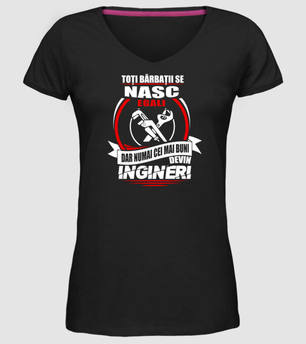 Toți bărbații se nasc egali ingineri model negru pe tricou