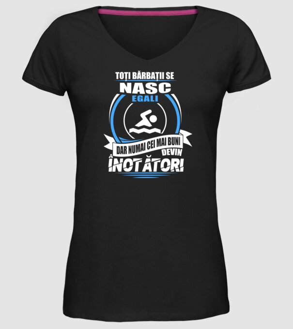 Toți bărbații se nasc egali înotători model negru pe tricou