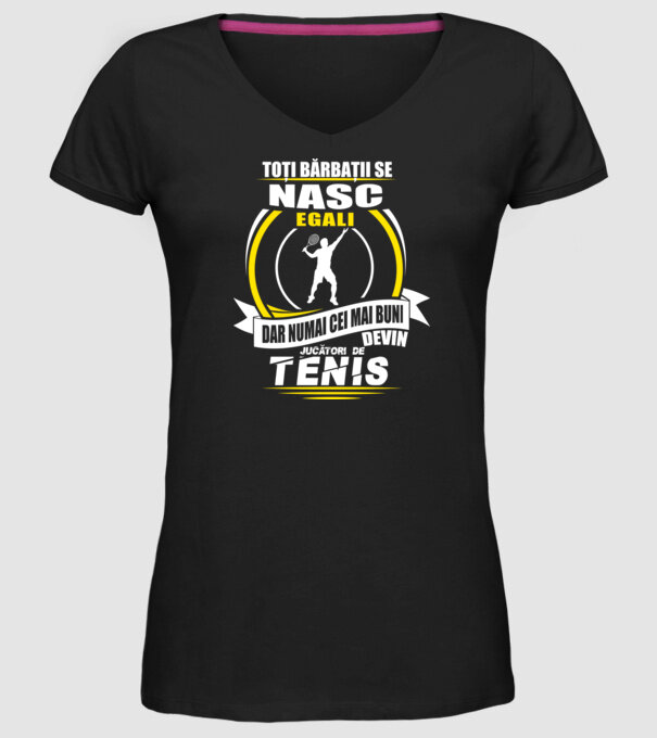 Toți bărbații se nasc egali jucătorii de tenis model negru pe tricou