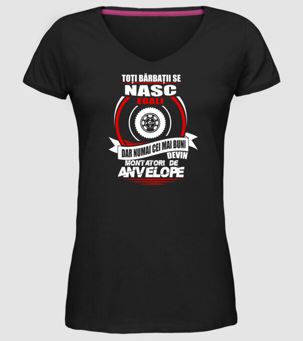 Toți bărbații se nasc egali montatori de anvelope model negru pe tricou