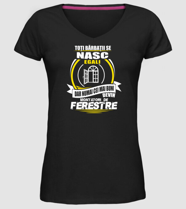 Toți bărbații se nasc egali montatori De ferestre model negru pe tricou