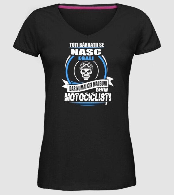 Toți bărbații se nasc egali motocicliști model negru pe tricou