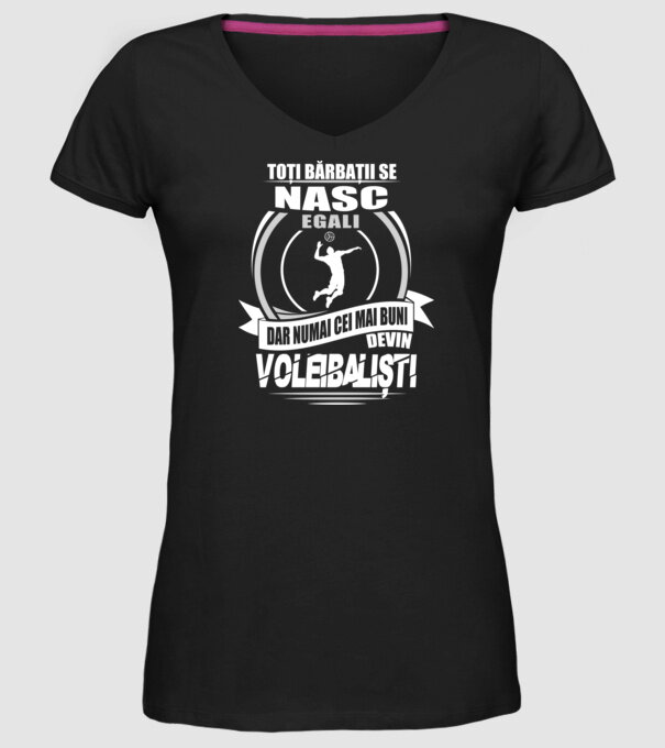 Toți bărbații se nasc egali voleibaliști model negru pe tricou
