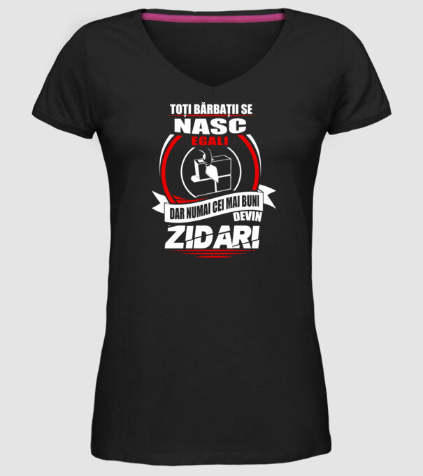 Toți bărbații se nasc egali zidari model negru pe tricou