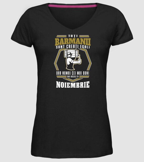 Toți barmanii creați egali noiembrie model negru pe tricou