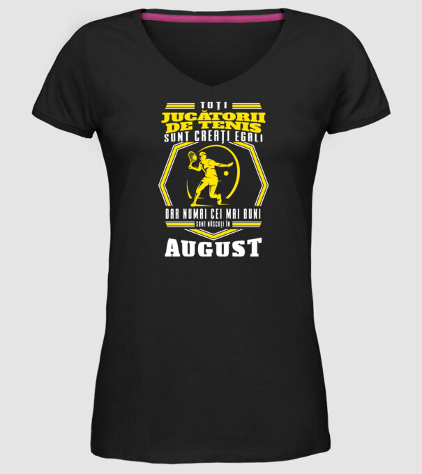 Toți jucătorii de tenis sunt creați egali August model negru pe tricou