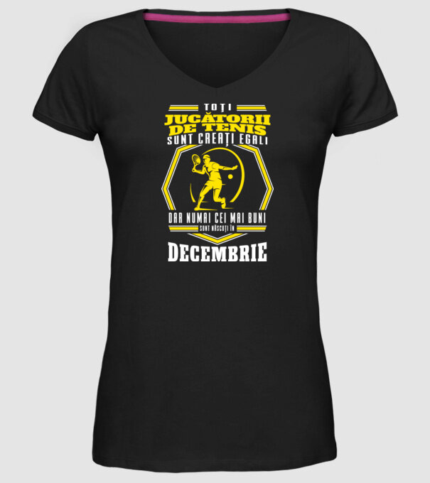 Toți jucătorii de tenis sunt creați egali decembrie model negru pe tricou