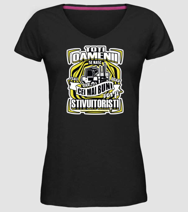 Toți oamenii stivuitoriști model negru pe tricou