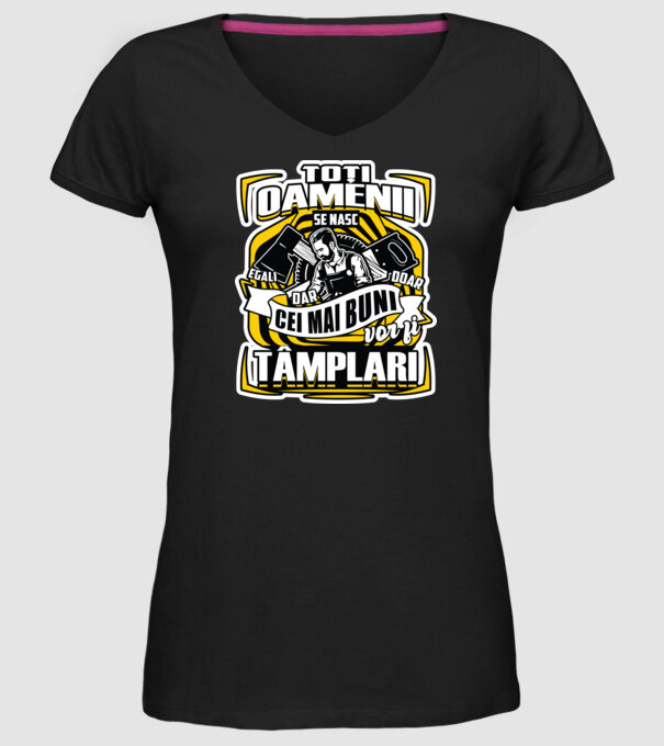Toți oamenii tâmplari model negru pe tricou