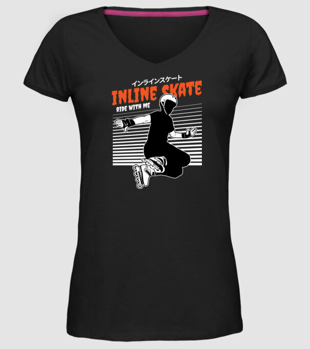 TR inlineskate model negru pe tricou