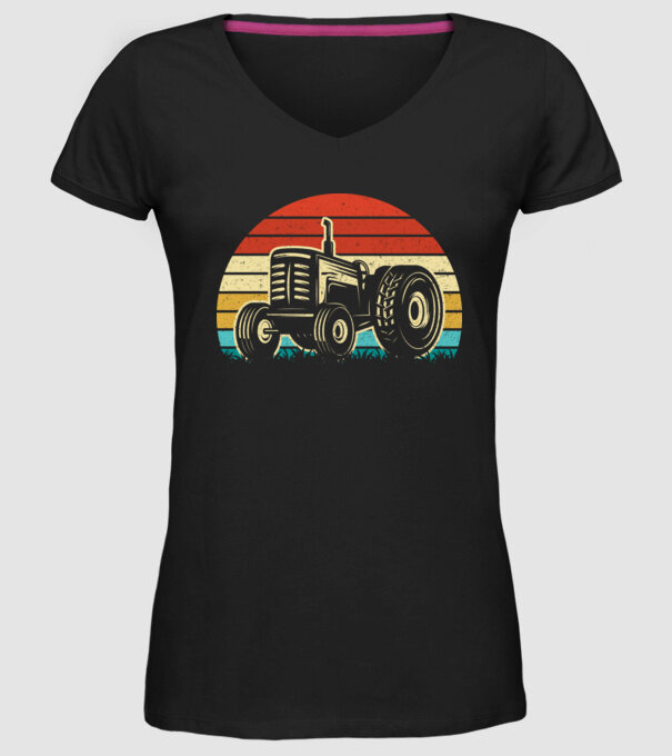 TRACTOR model negru pe tricou