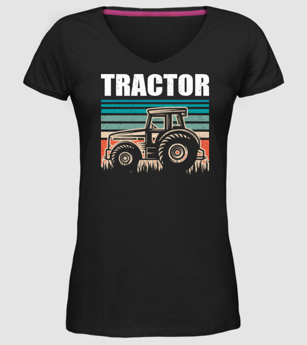 TRACTOR model negru pe tricou