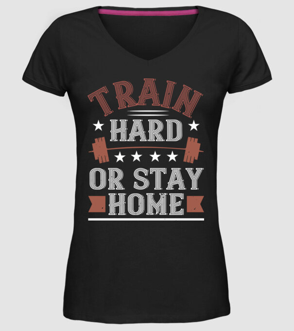 Train Hard model negru pe tricou