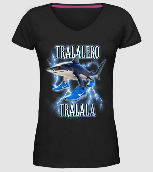 Tralalero Tralala model negru pe tricou