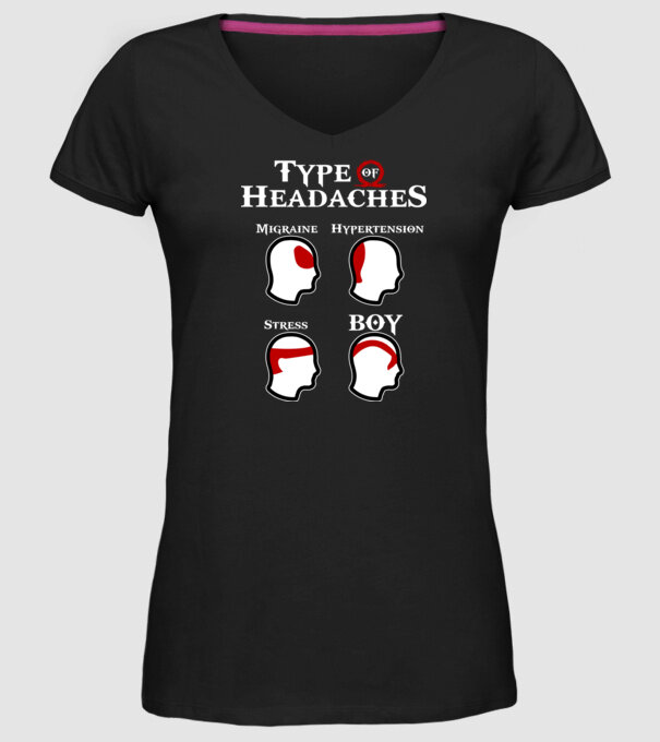 Type of Headaches - God of War model negru pe tricou