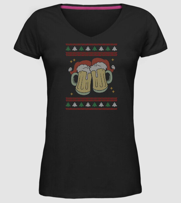 ugly sweater beers model negru pe tricou