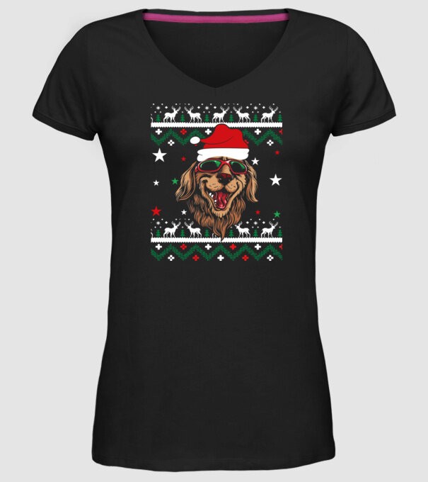 Ugly sweater dog model negru pe tricou