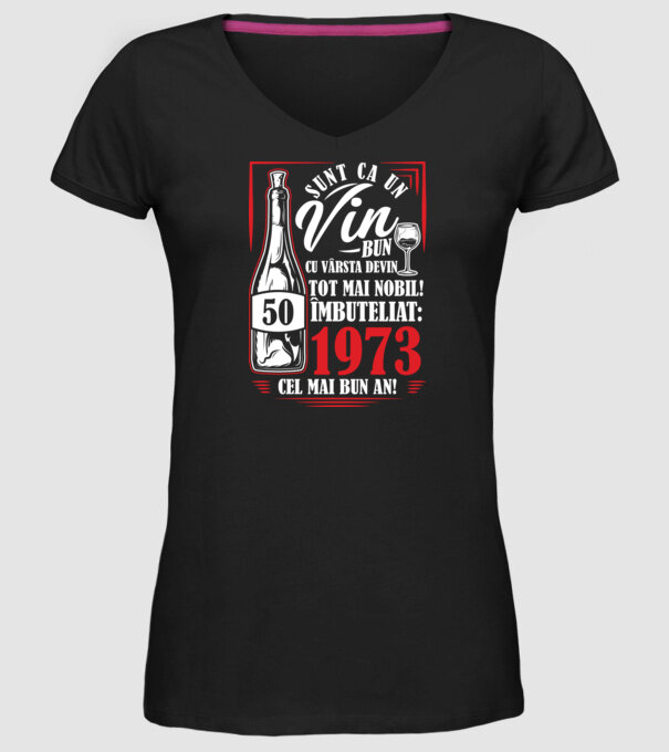 Un Vin Bun 1975 - Negru model negru pe tricou
