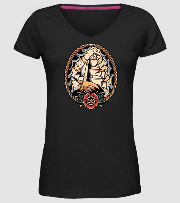Vapoare model negru pe tricou