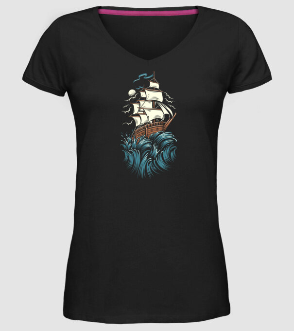 Vapoare model negru pe tricou