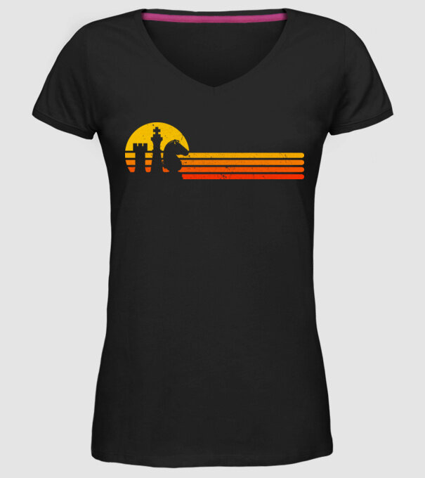 Vintage chesss sunset model negru pe tricou