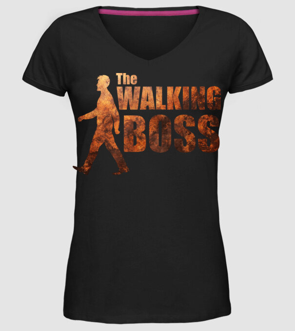Walking boss model negru pe tricou