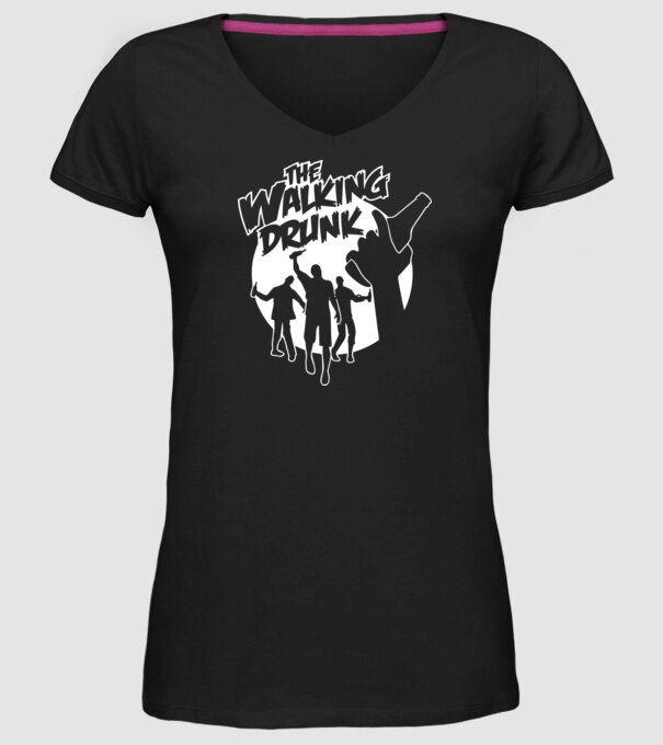 Walking Drunk model negru pe tricou