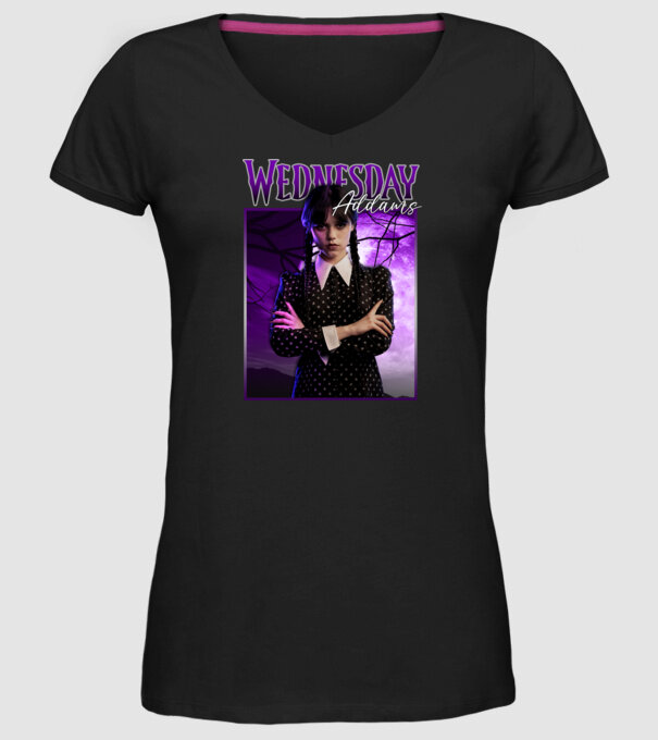 Wednesday Addams model negru pe tricou