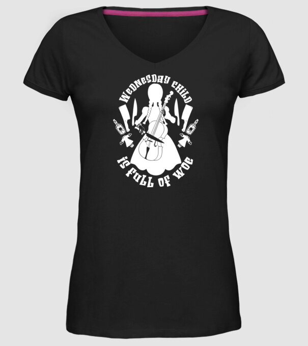 Wednesday child is full of woe model negru pe tricou