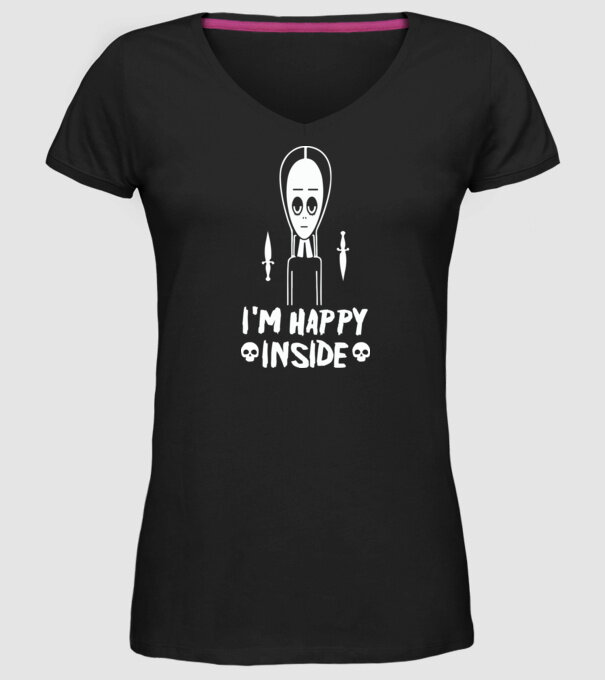 WEDNESDAY Happy inside model negru pe tricou