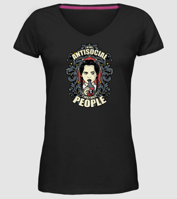 WEDNESDAY - Just hate people model negru pe tricou