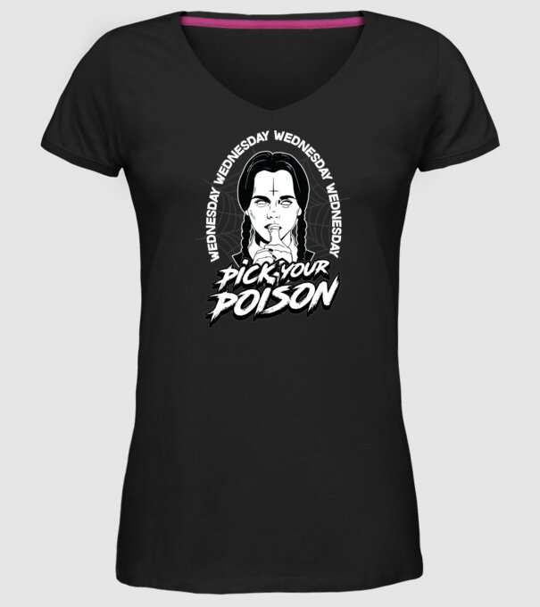 WEDNESDAY Pick your poison model negru pe tricou