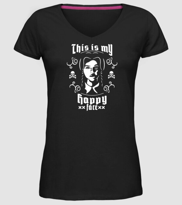 WEDNESDAY This is my happy face model negru pe tricou