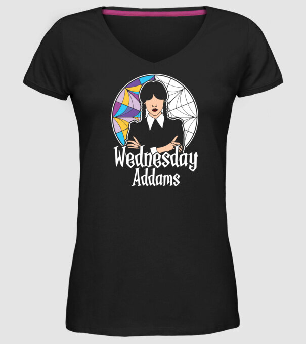 Wednesday Window colorful model negru pe tricou