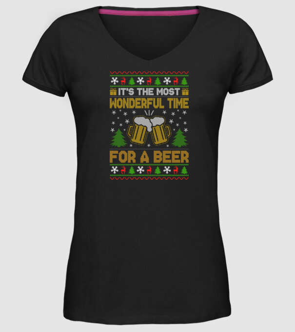 Wonderful time for a beer model negru pe tricou