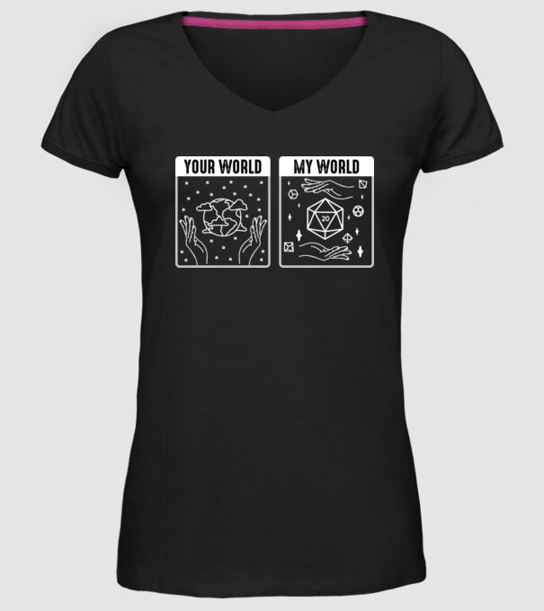 Your World My World model negru pe tricou