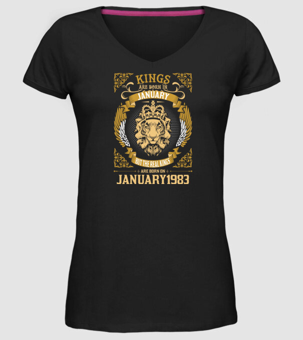 Ziua de naștere a Leului 1983 january model negru pe tricou