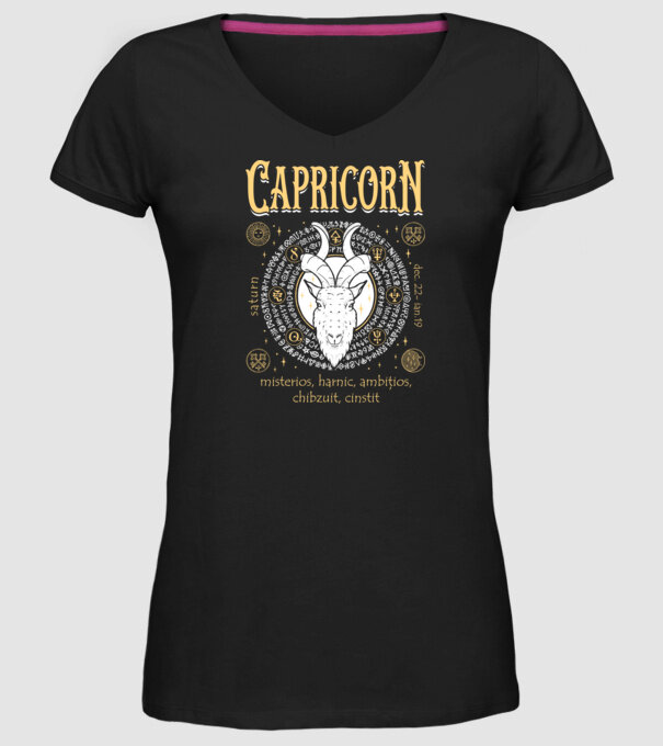 Zodiac bărbat CAPRICORN golden model negru pe tricou