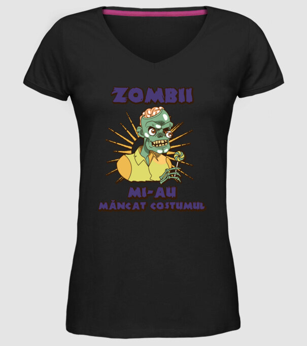 Zombii mi-au mâncat costumul model negru pe tricou