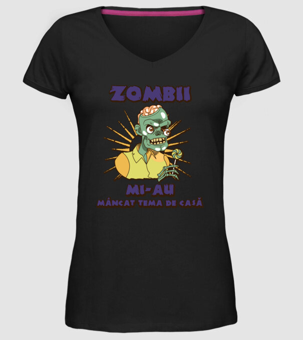 Zombii mi-au mâncat tema de casă model negru pe tricou