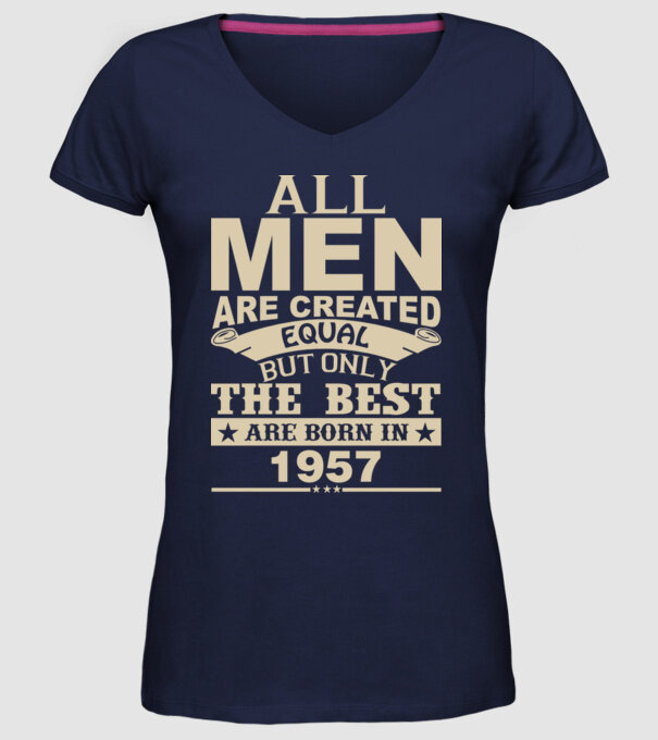 All men are created - 1957 model albastru închis pe tricou