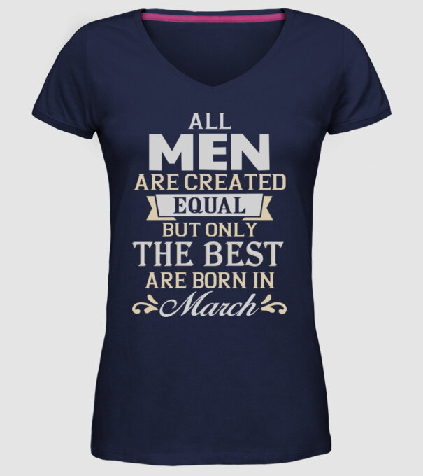 All men created equal but only the beat are born in march model albastru închis pe tricou