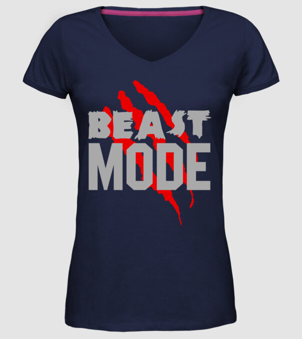 Beast mode model albastru închis pe tricou