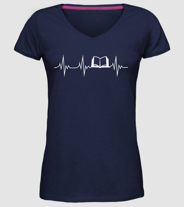 book ekg model albastru închis pe tricou