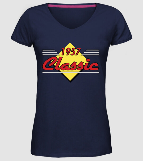 Classic - 1957 model albastru închis pe tricou