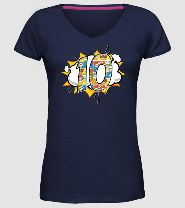 Birthday Comic Number 10 model albastru închis pe tricou