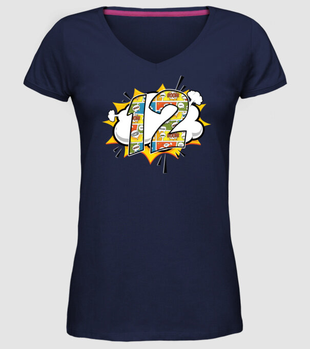 Birthday Comic Number 12 model albastru închis pe tricou