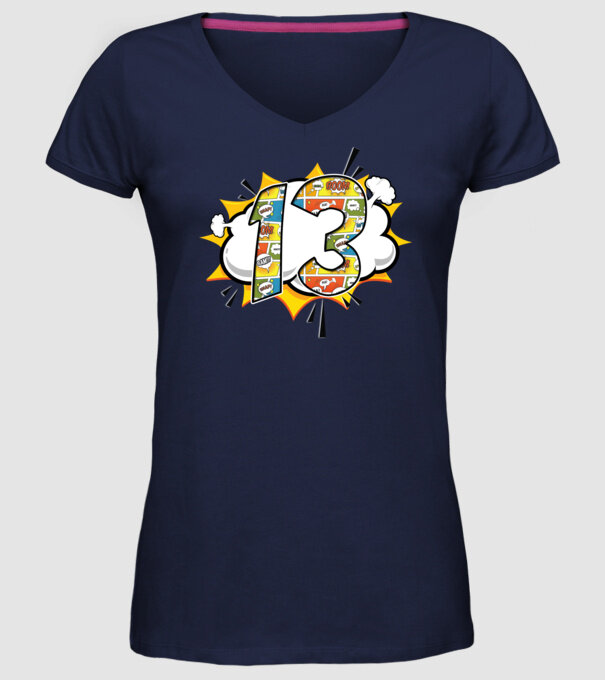 Birthday Comic Number 13 model albastru închis pe tricou